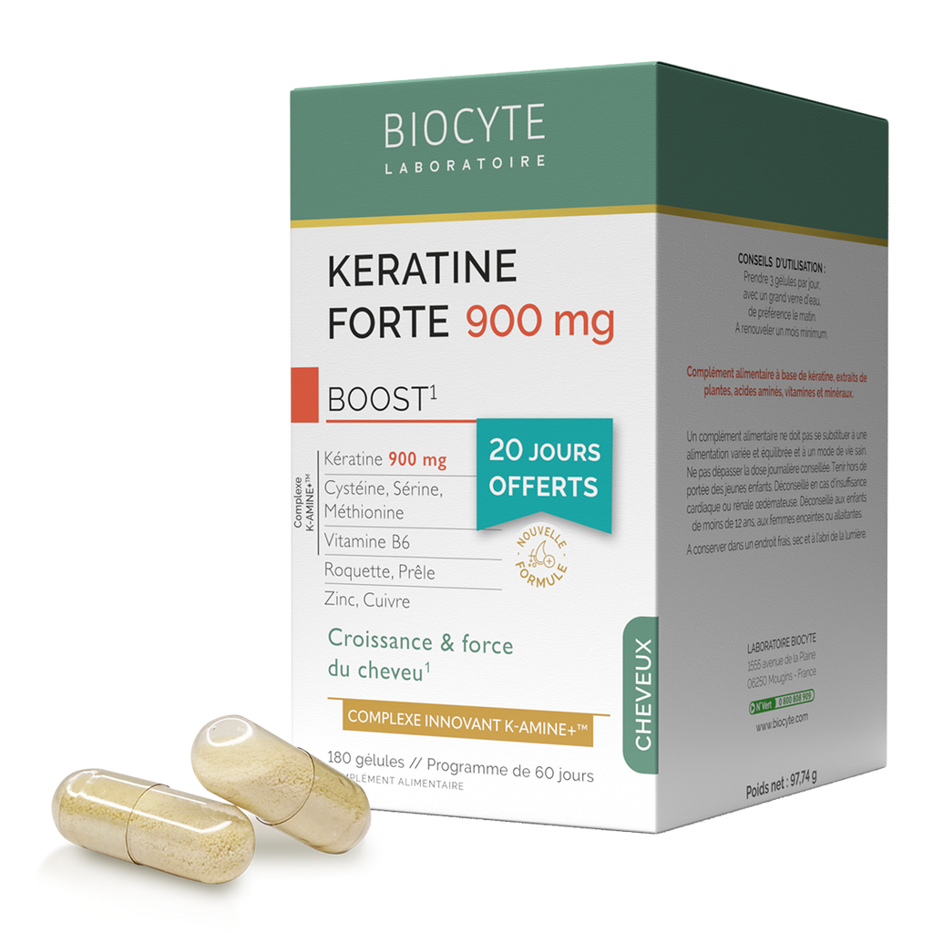 Keratin na růst a hustotu vlasů Keratine Forte 900mg Boost Pack K-Amine Biocyte