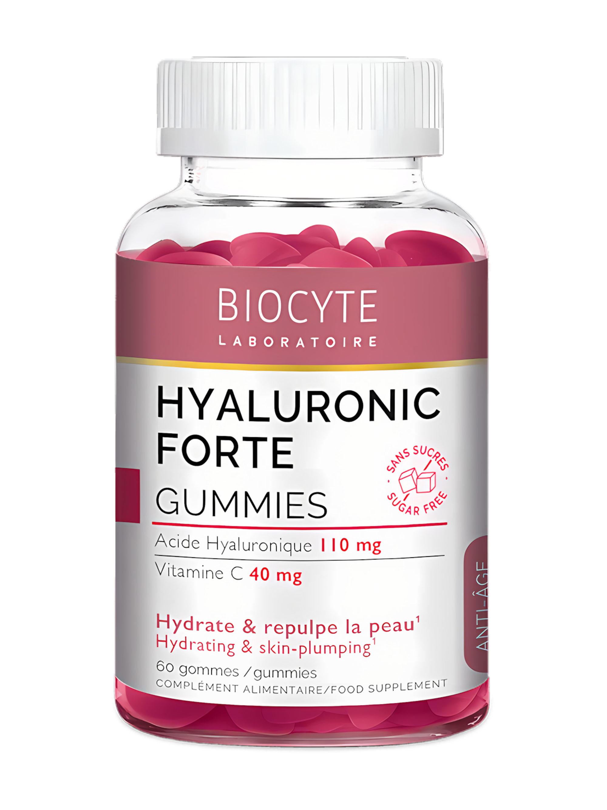 Kyselina hyaluronová na hydrataci pleti HYALURONIC FORTE GUMMIES Biocyte 60 bonbonů
