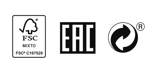 pHformula — Sustainability — FSC, EAC and recycling marks